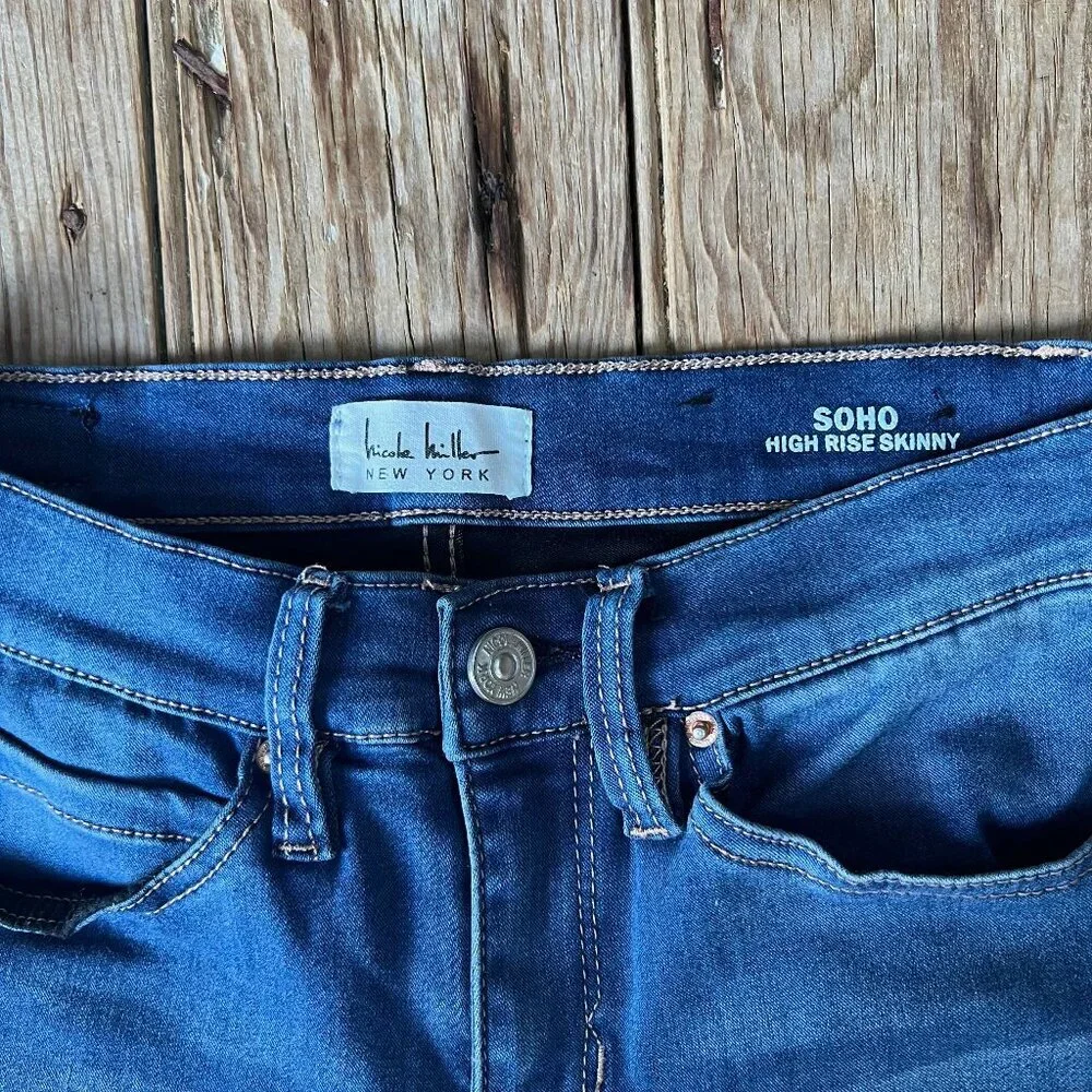 Nicole Miller Womens Blue Wash 5 Pocket Stretch SOHO High Rise Skinny Jeans Sz 4 - Picture 5 of 12